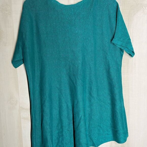 Eileen Fisher linen turquoise short sleeve‎ tunic top, size small - Picture 16 of 16